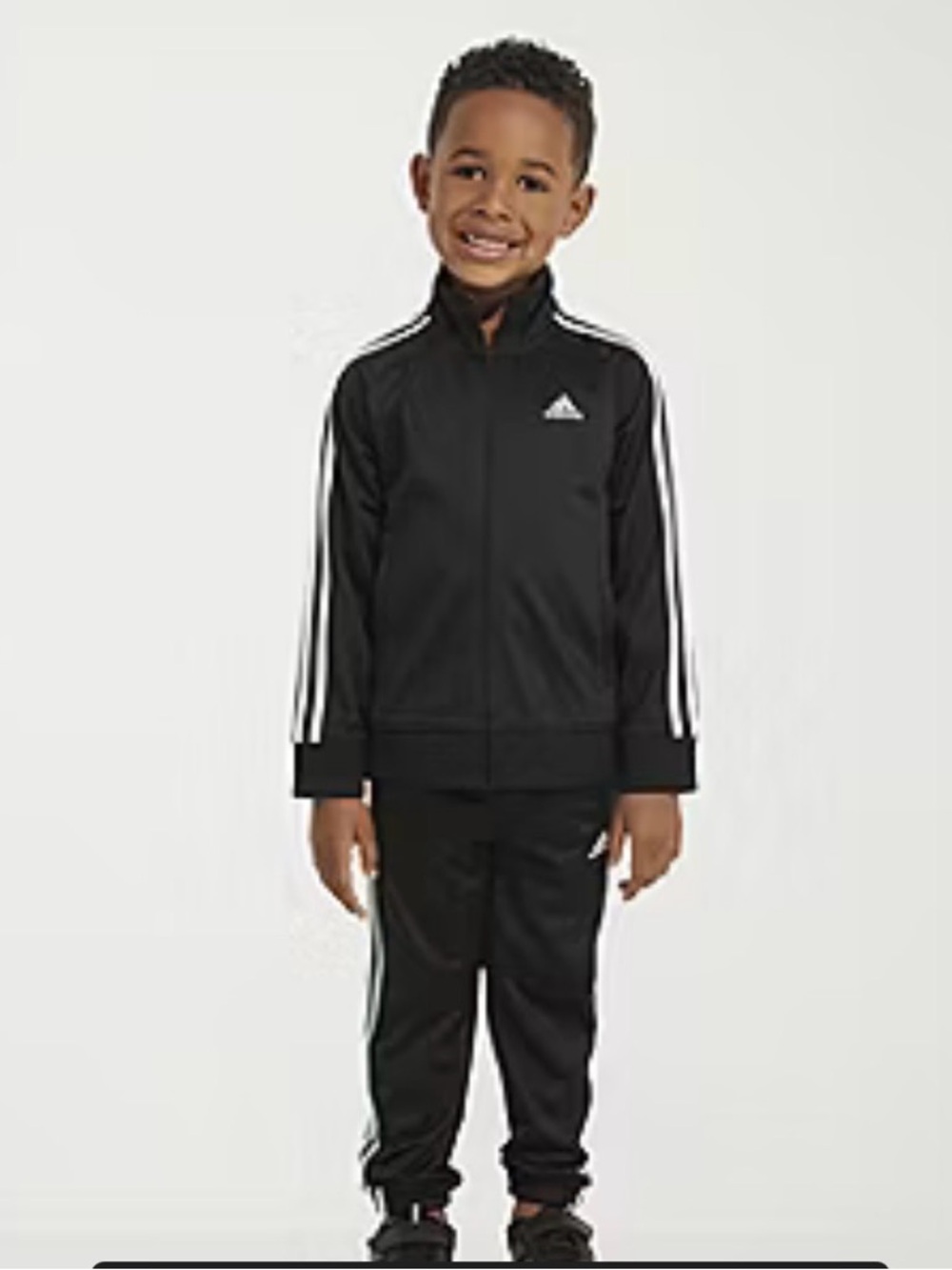 adidas Black and White Kids Three-Stripe Track Set Boys 6